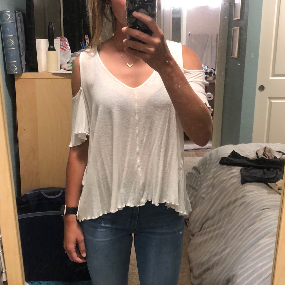 Free people high/low off shoulder tee